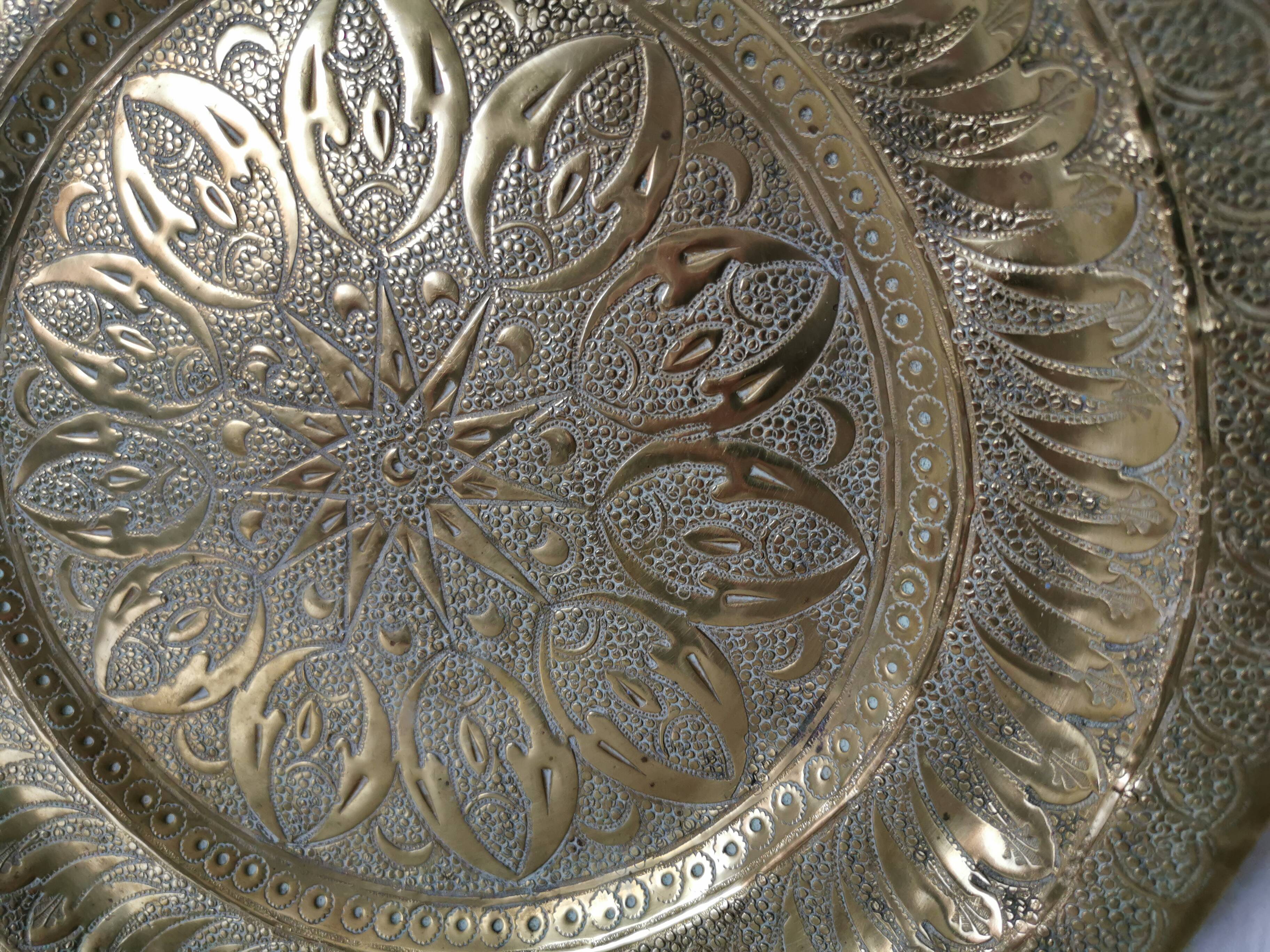 Moroccan copper/brass engraved serving tray