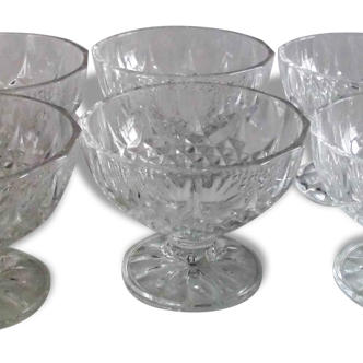 6 coupes glace fruit cristal d'arques Longchamp plomb 24 %