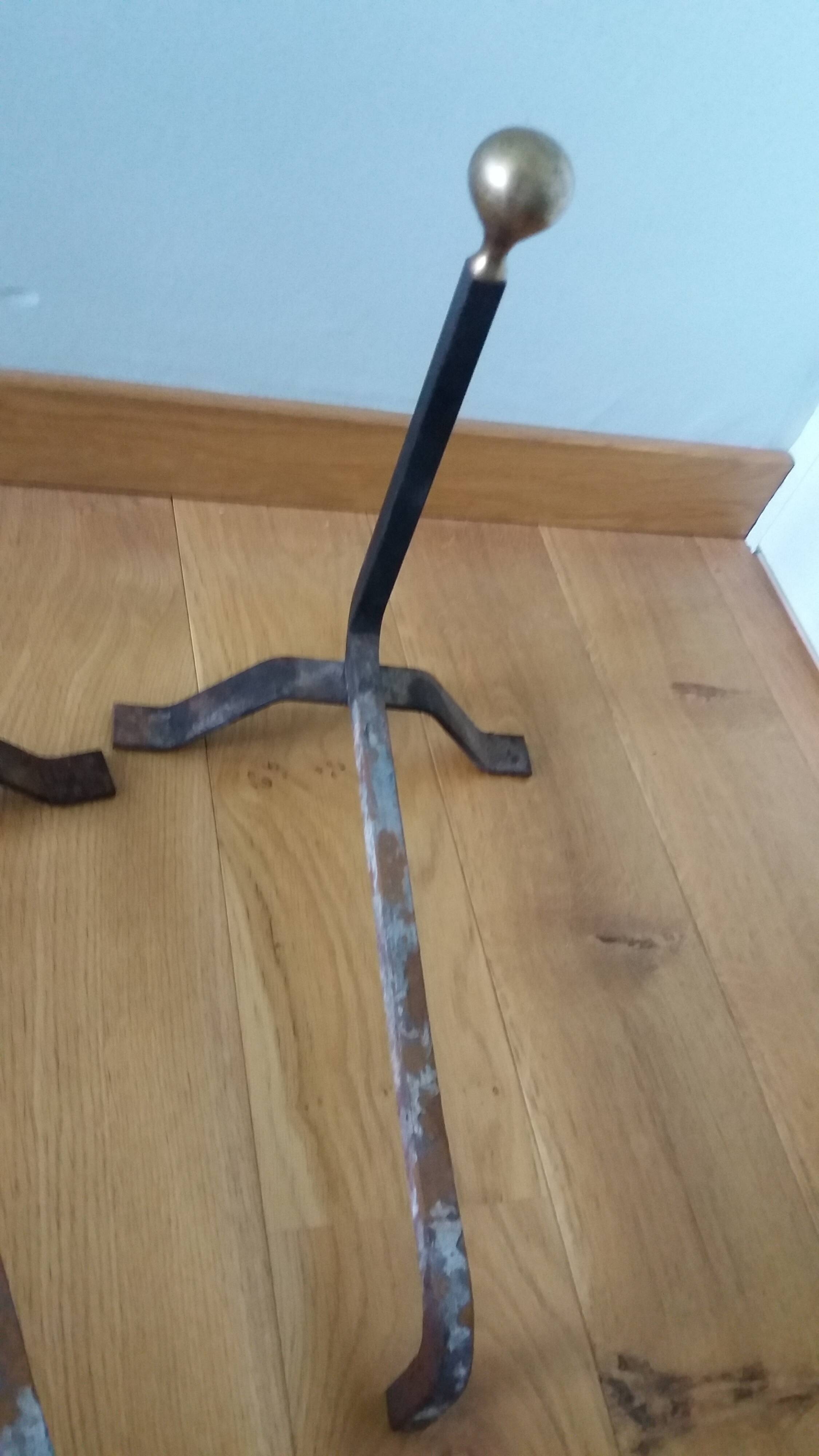 Chenets de cheminée tête laiton ou bronze