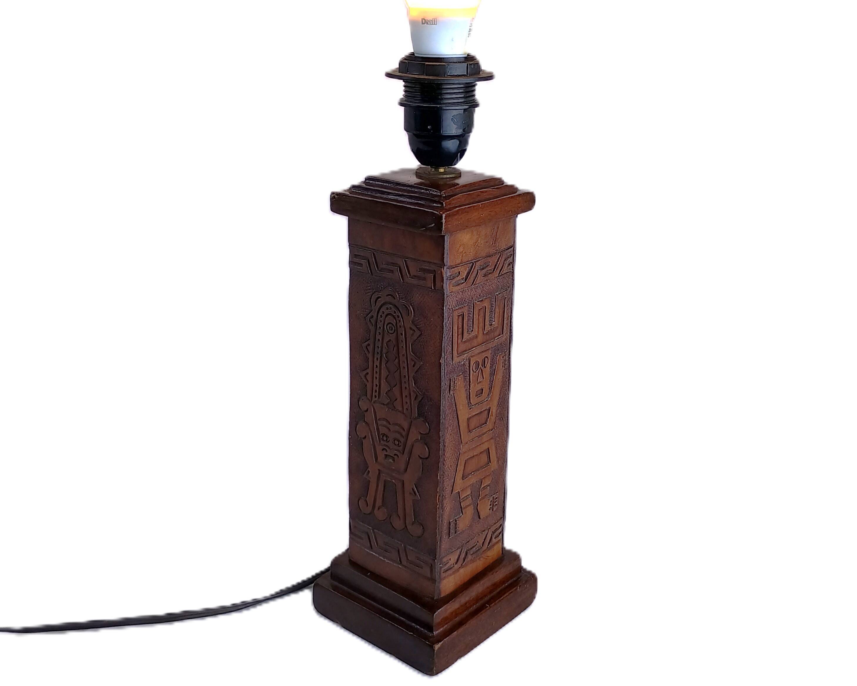 Angel L. Pazmino leather totem lamp 1960s Style Furniture