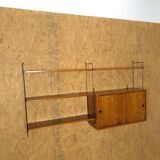 Wall rack with hanging cupboard, shelves and steel holders vintage