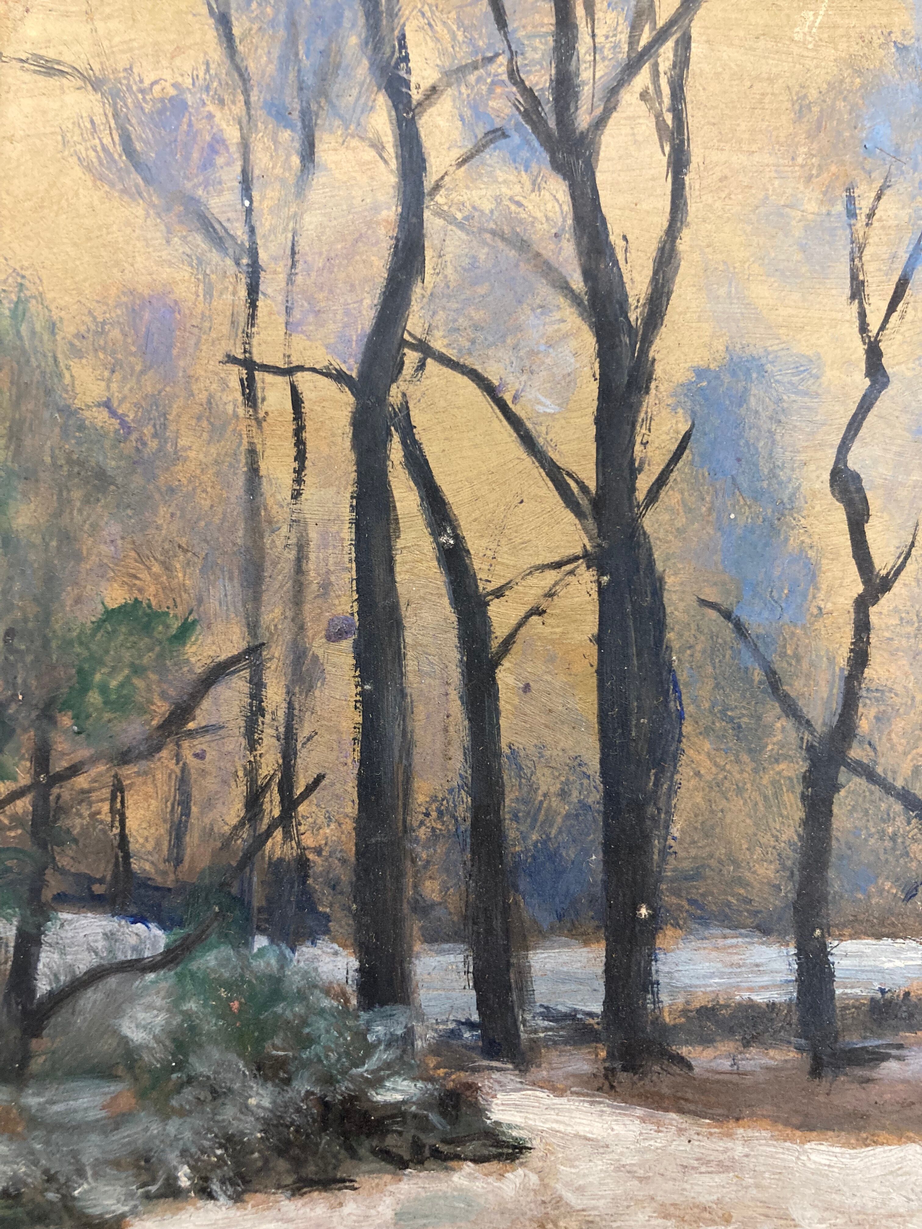 Oil on vintage landscape panel