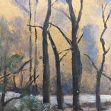 Huile sur panneau paysage vintage