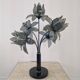 Hollywood Regency 5-Light Lotus Flower Table Lamp in Smoked Glass, 1980's