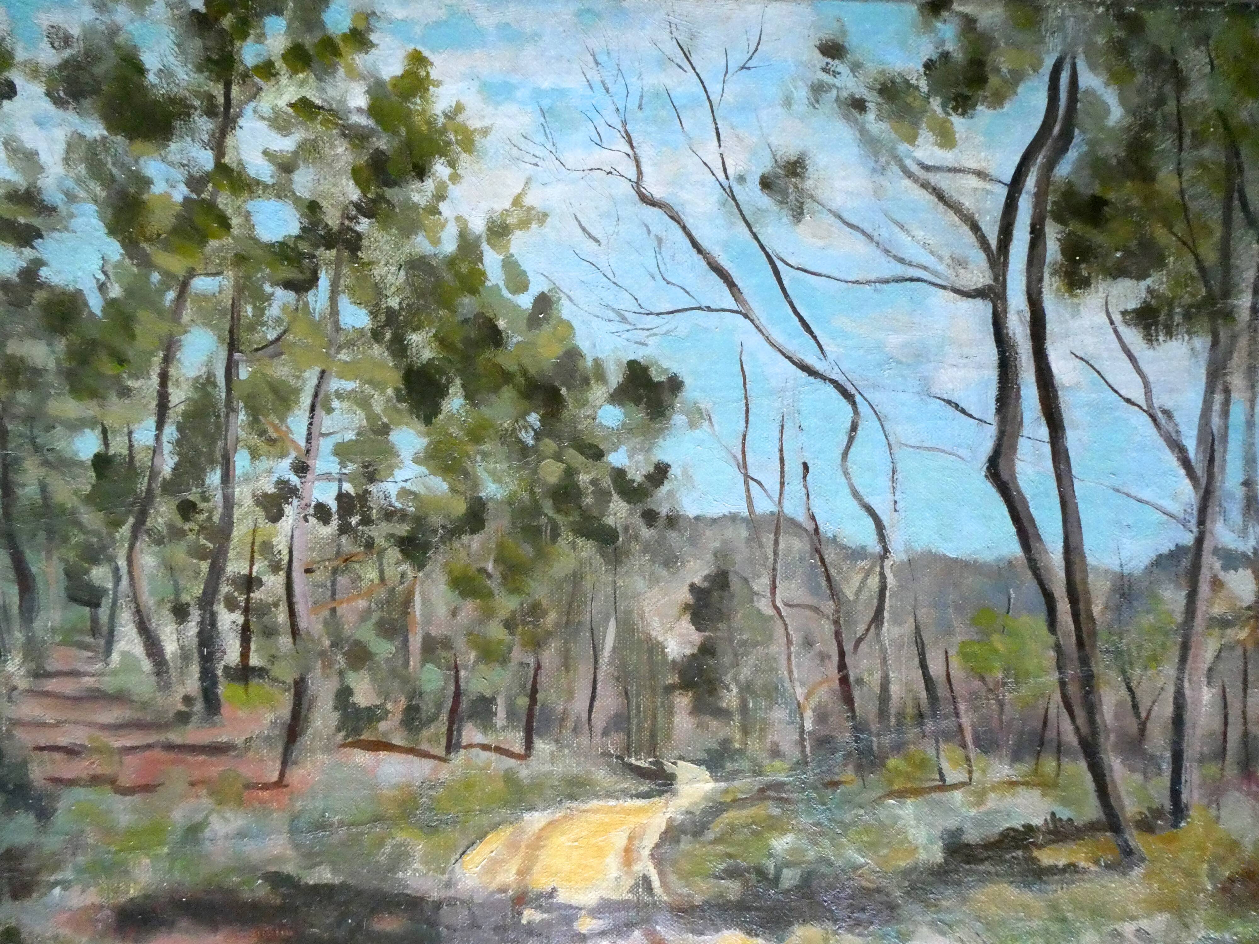 Tableau, huile sur toile, paysage de Provence, la Drome, années 40