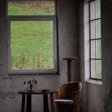Modern Danish, side table / sculptural console in oak, 1940s