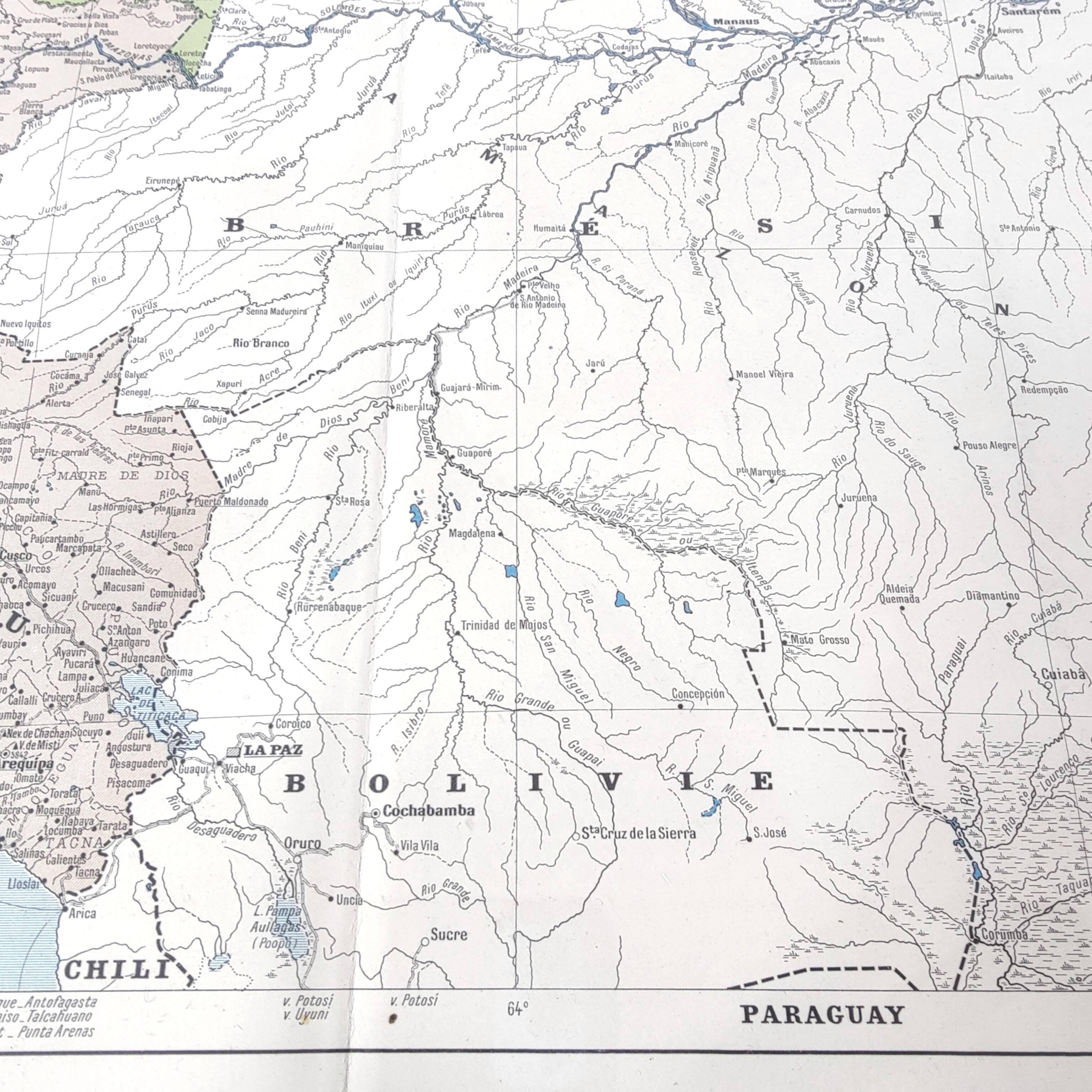 Vintage map Colombia Venezuela Ecuador Guyanas 43x43cm from 1950