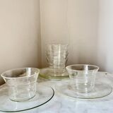 Vintage Jena Borosilicate Glass Tea Cups Set of 6 + Saucers,  GDR, 1960s
