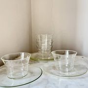 Vintage Jena Borosilicate Glass Tea Cups Set of 6 + Saucers,  GDR, 1960s