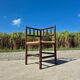 Vintage Dutch rustic corner chair bobbin turned oak with rush seating