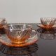 5 Rosaline Arcoroc twisted pink glass cups and saucers