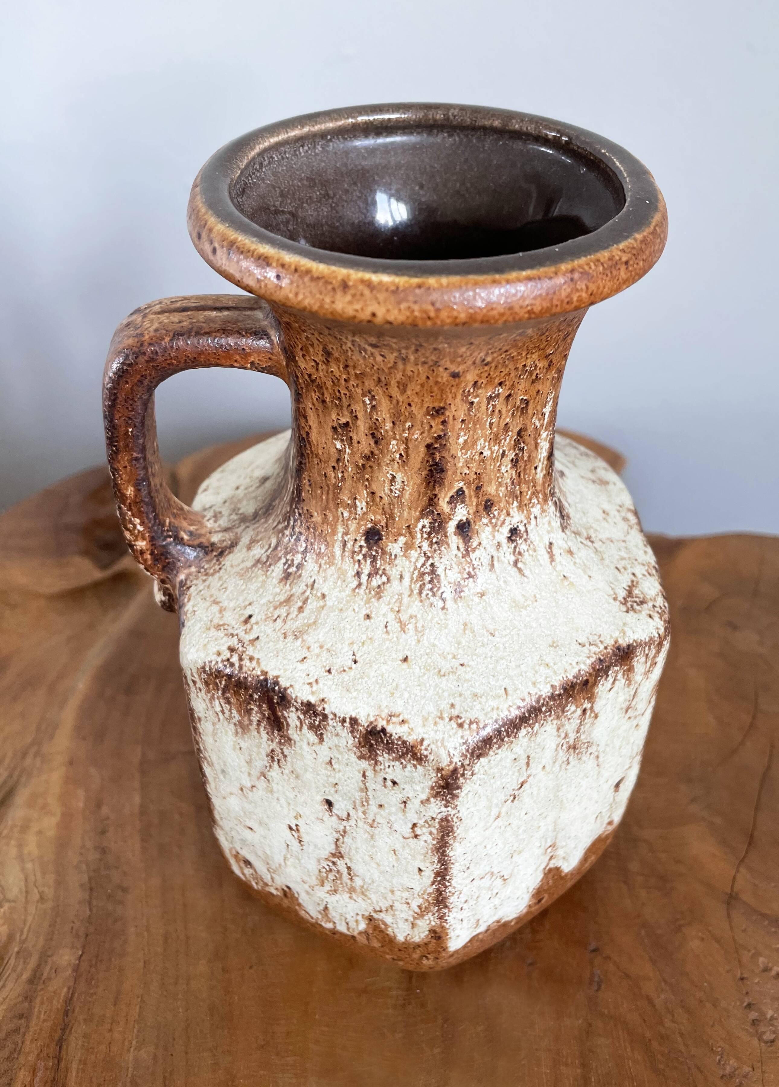 Vase brun-beige Scheurich 497-18, fat lava vintage, poterie d’art ouest-allemande (WGP)