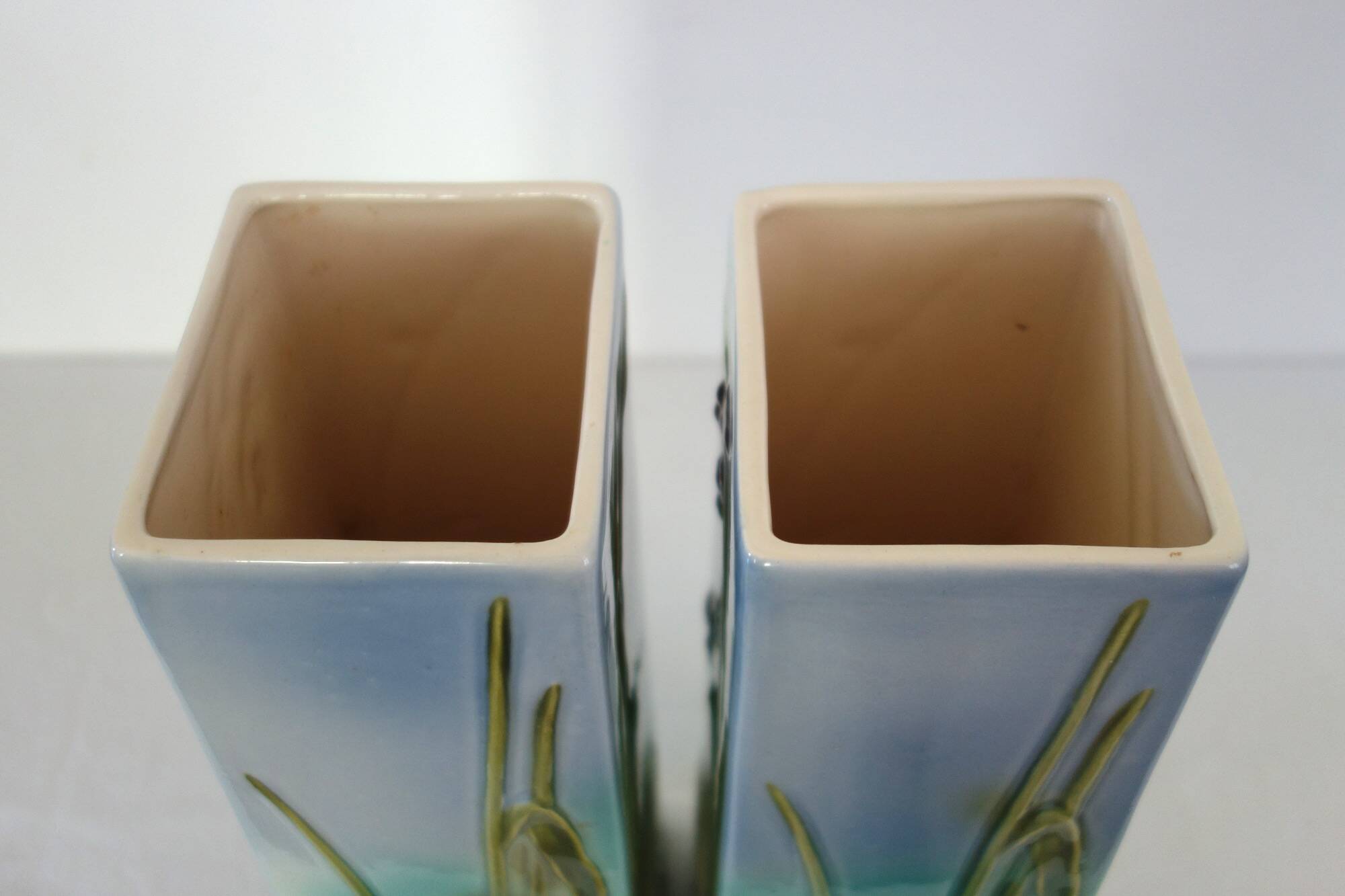 Pair of Saint Clement barbotine vases H 39cm circa 1900