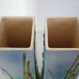 Pair of Saint Clement barbotine vases H 39cm circa 1900