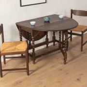 Table à rabats antique des années 1920, en chêne massif
