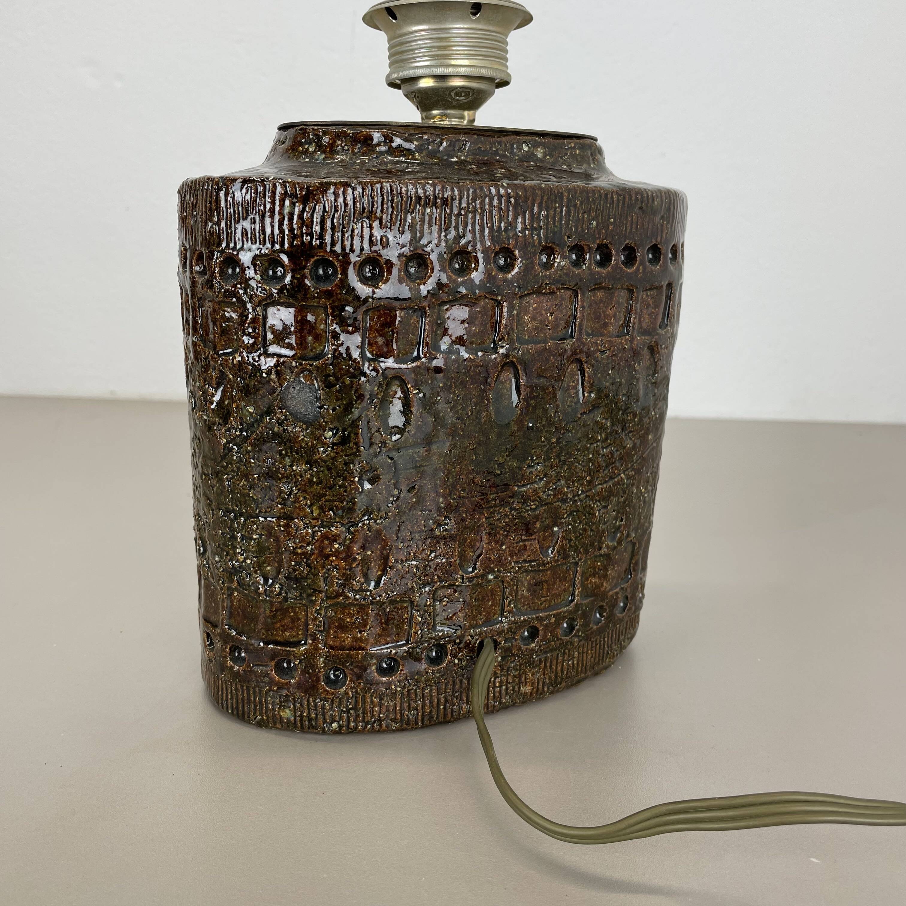 Large 25cm Abstract Ceramic Table Lamp with Pattern attributed to Bitossi, Italy, 1970s