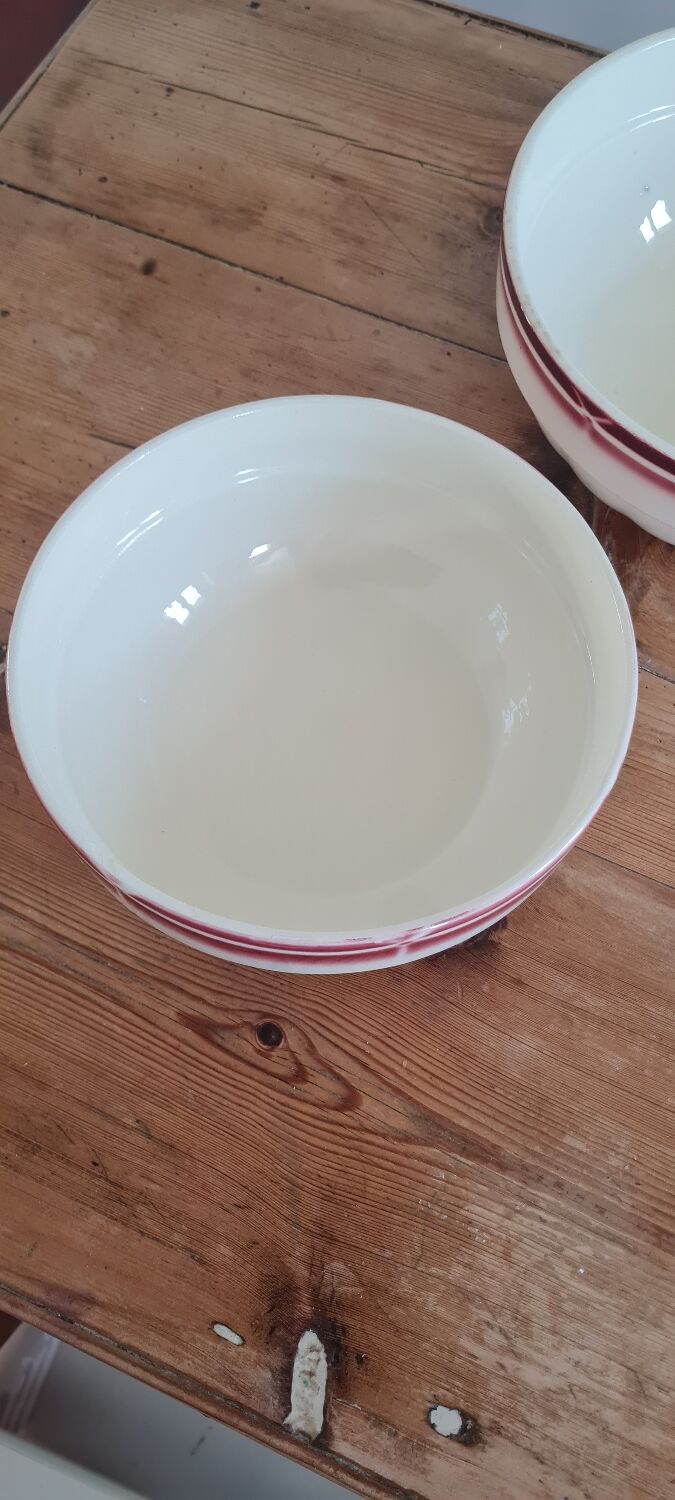 Pair of vintage earthenware salad bowls