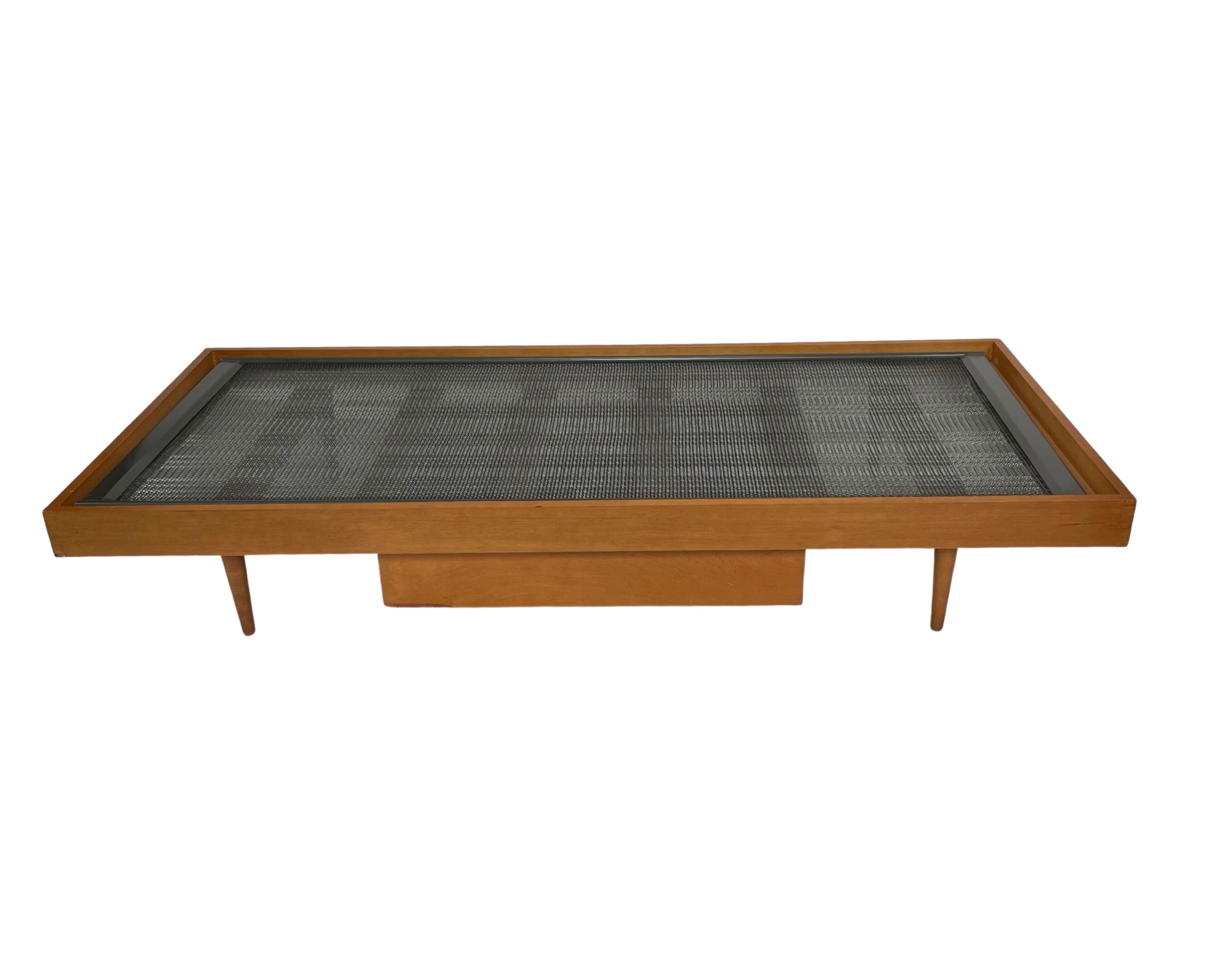 Vintage daybed 1960s minimalist design with drawer in wood