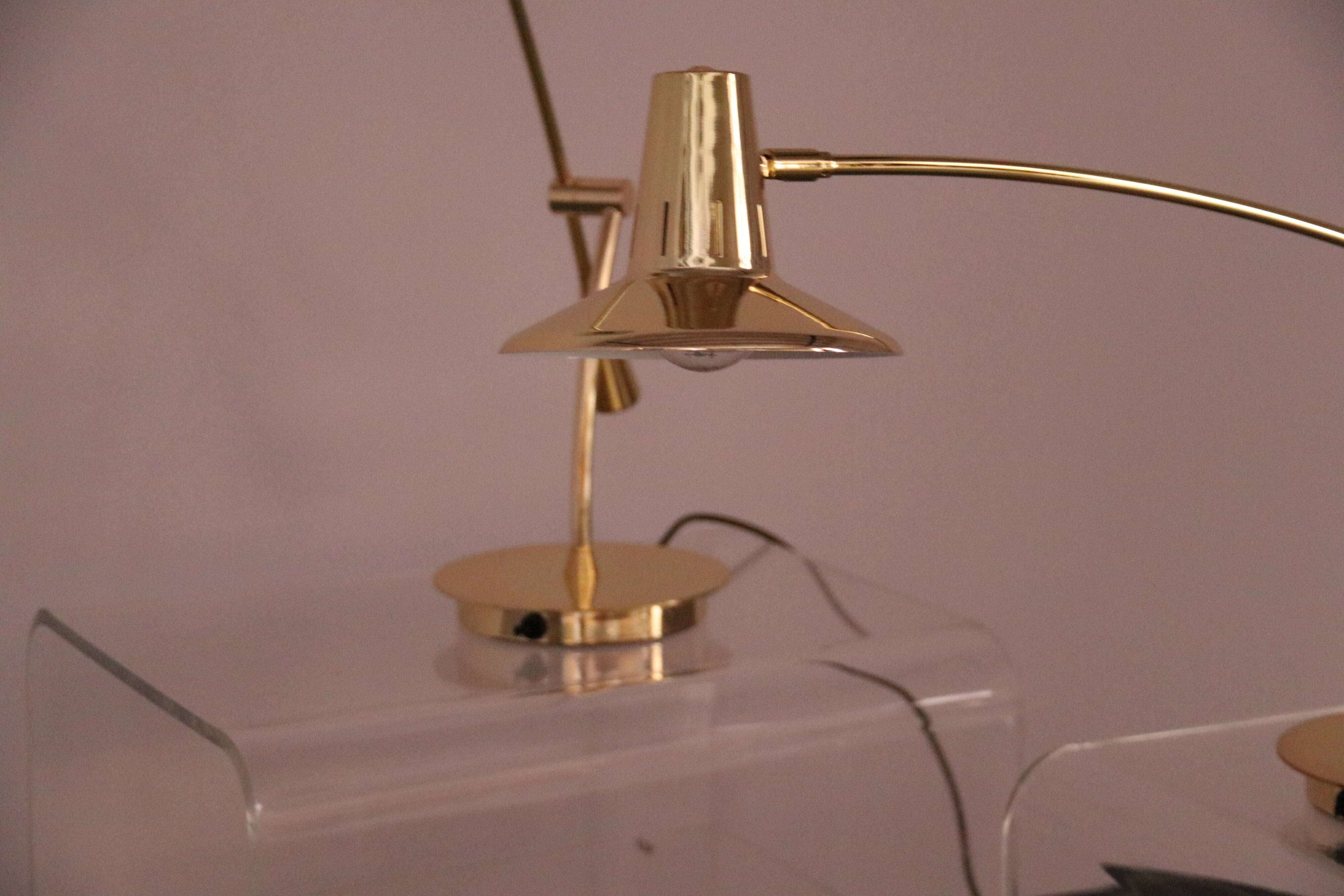 Set of 2 desk or table lamps in brass by Massive Belgium 1980's