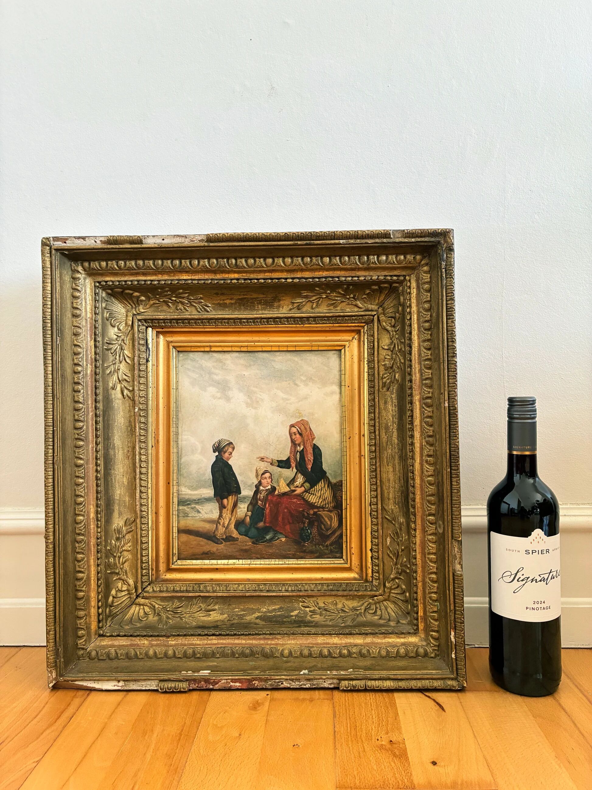 Antique seaside oil painting, c. 1845