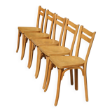 5 Baumann chairs No. 19 in light beech.