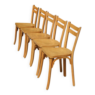 5 Baumann chairs No. 19 in light beech.