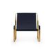 Classic Contemporary Chaise Longue in Aged Brass and Navy Blue Leather