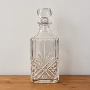 Vintage whisky carafe by Cristal d’Arques with geometric design and stopper – H 26 cm