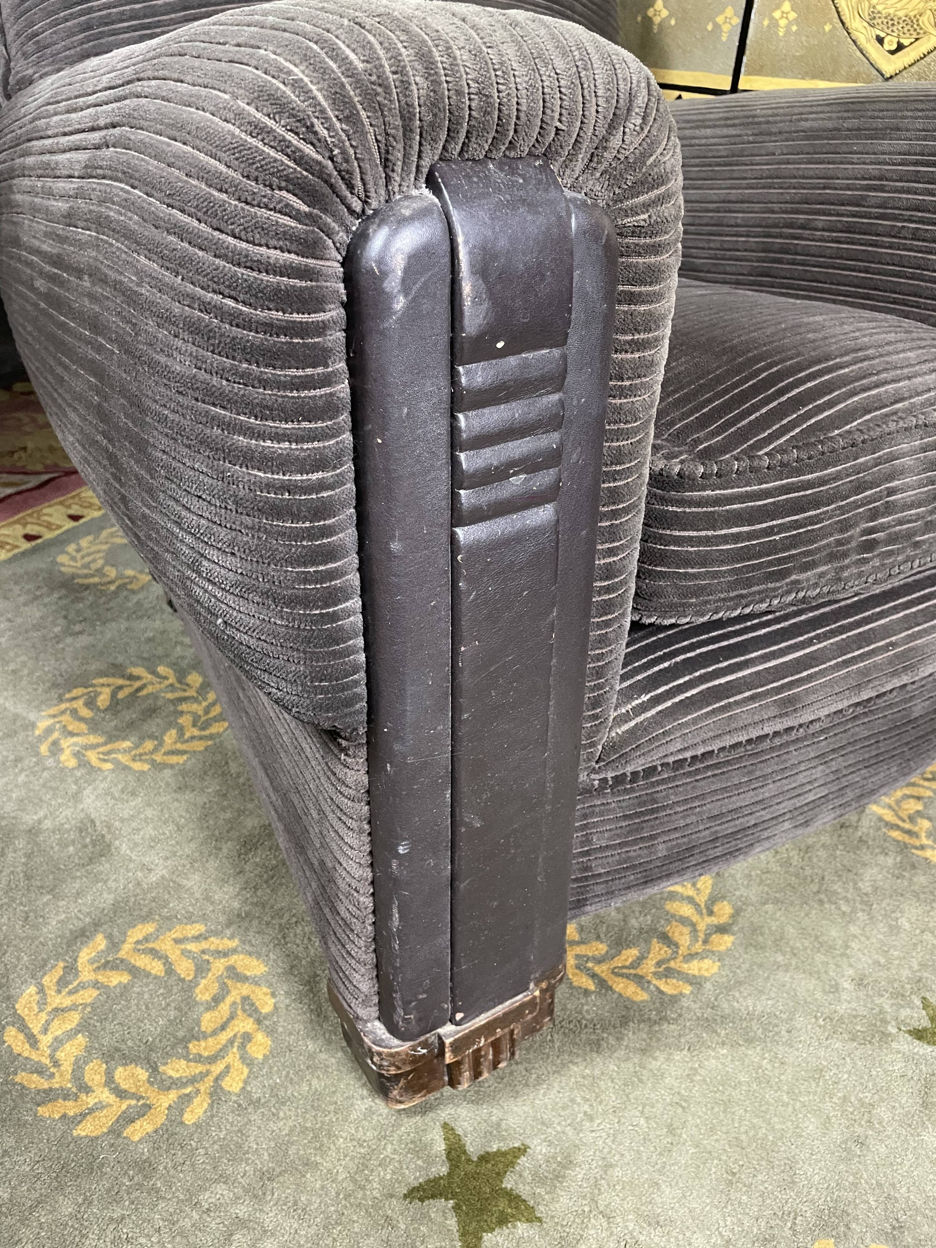 Pair of art deco period club armchairs