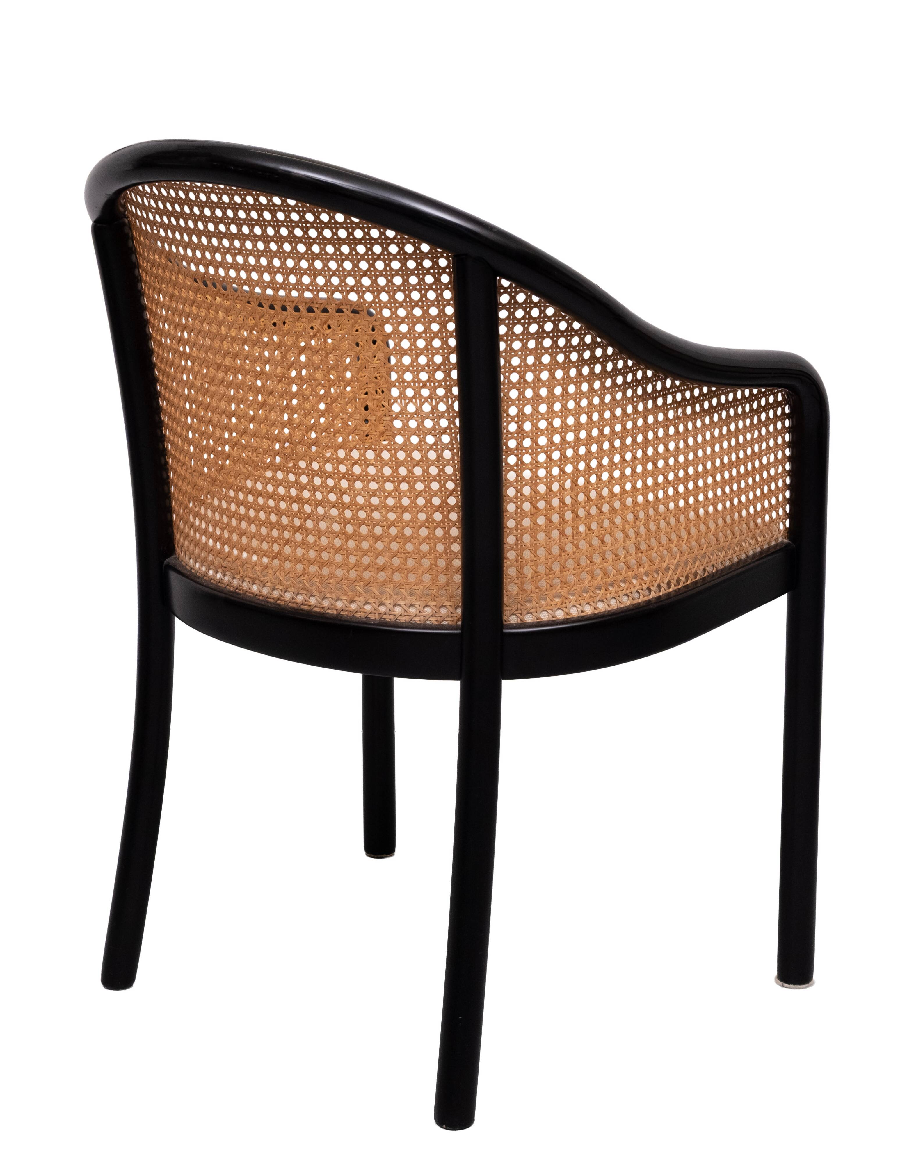Chaises de salle à manger Ward Bennett en bois et en rotin, ensemble de 6