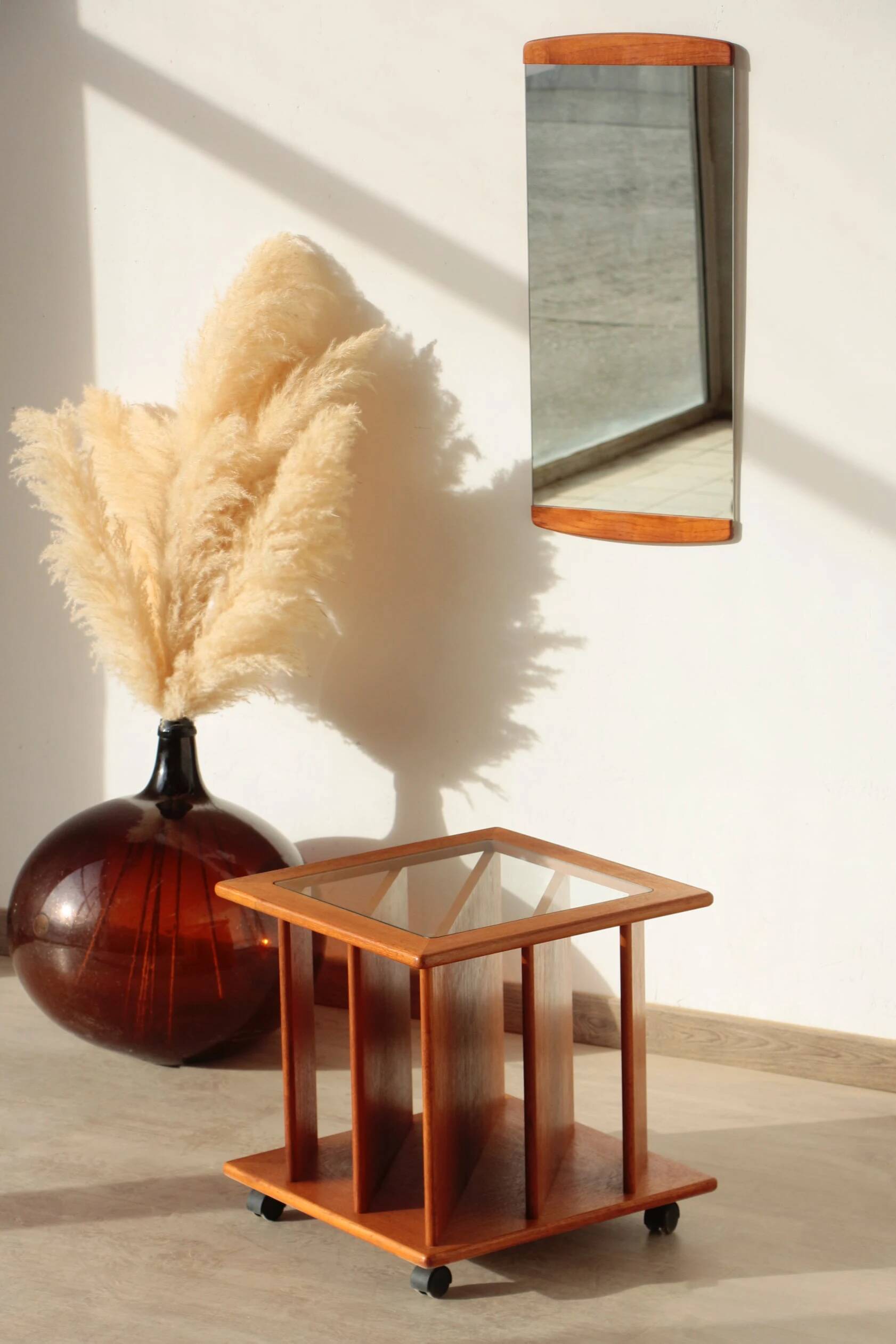 Vintage G Plan teak side table – magazine rack & wheels (1960s)