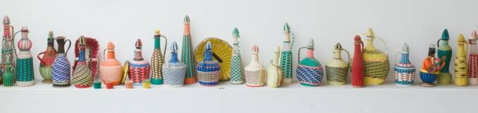 Set of 35 multi-colored scoubidou bottles