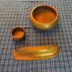 pair of teak dishes and boat shell in beech - Sweden 1950s/60s