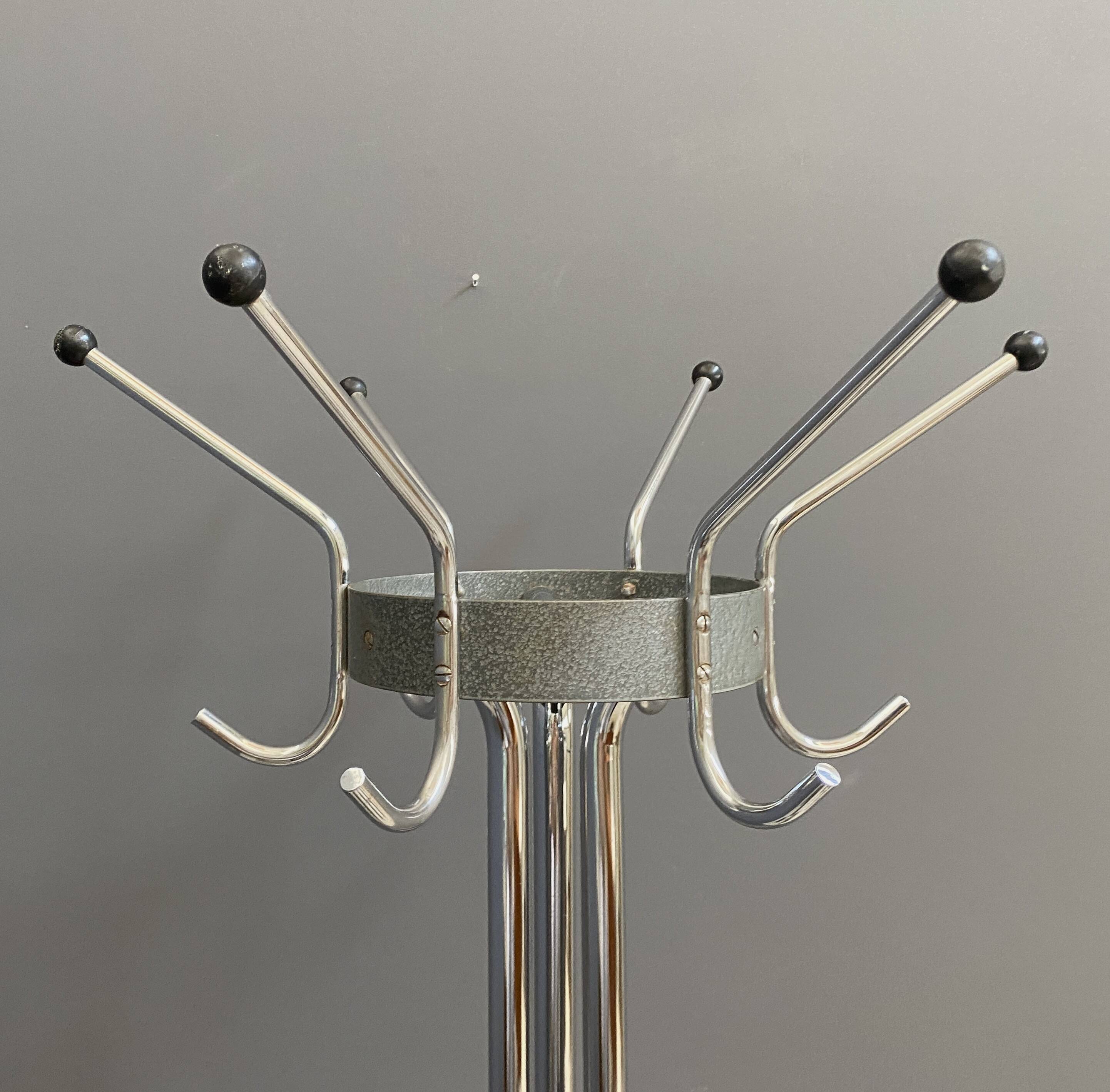 Tubax chrome standing coat rack 1960s