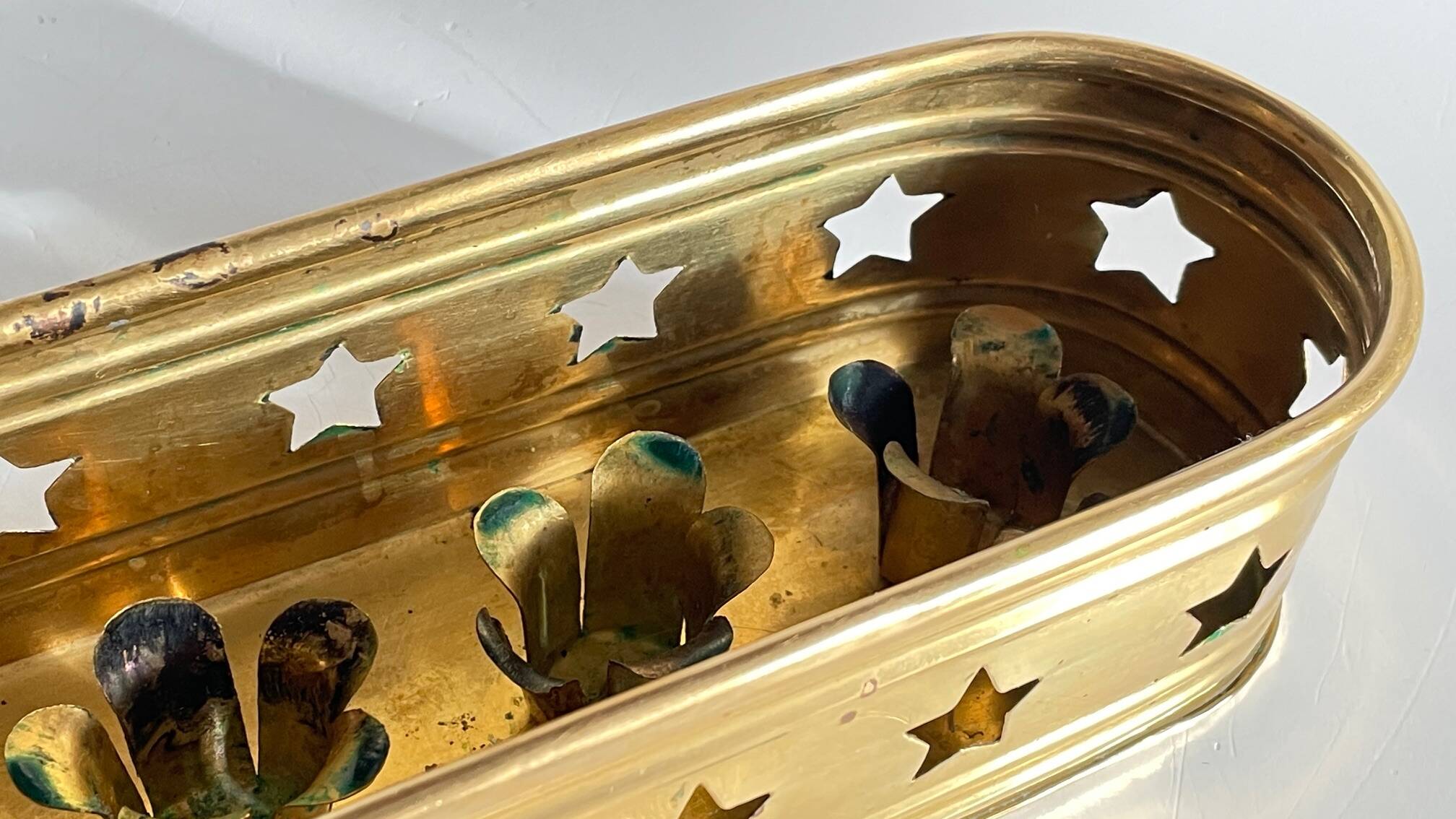 Bougeoir chandelier etoiles vintage laiton