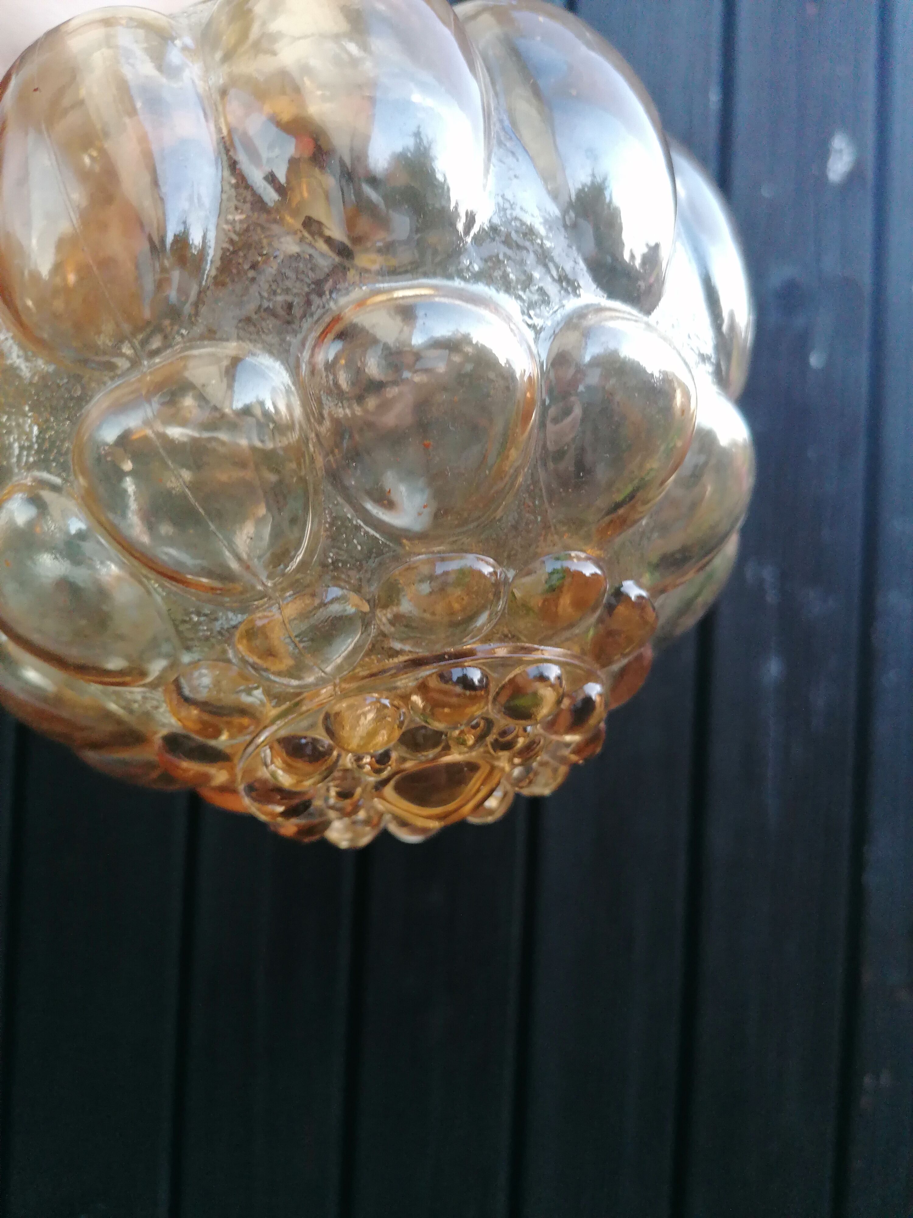 Suspension globe amber glass vintage bubbles 60s / vintage ceiling light / glass empoli