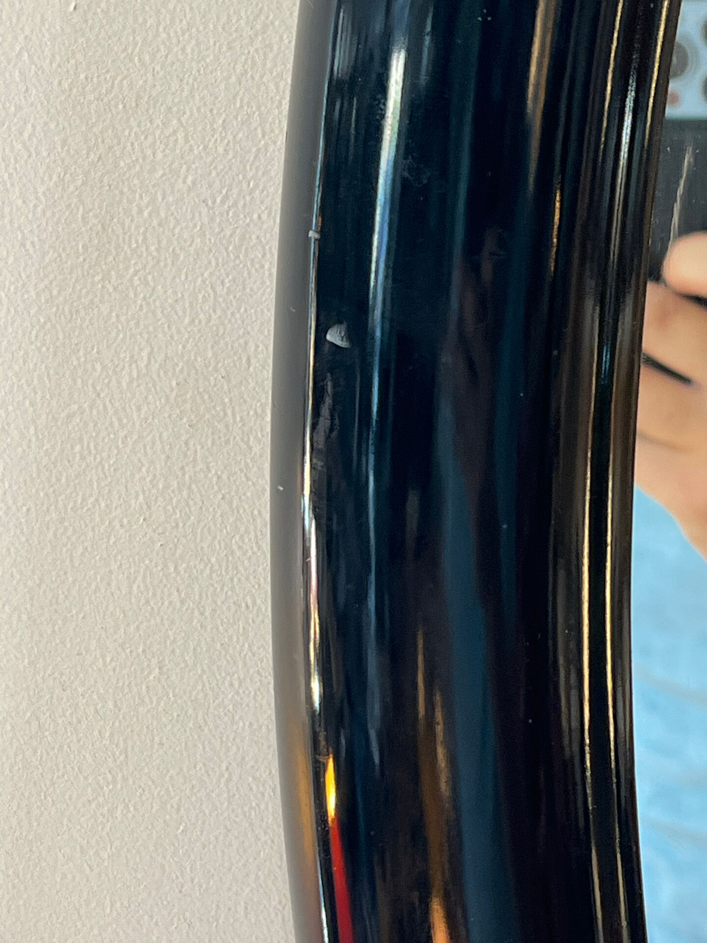 Large black lacquered mirror in 80s style