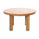 Round brutalist artisan solid oak coffee table