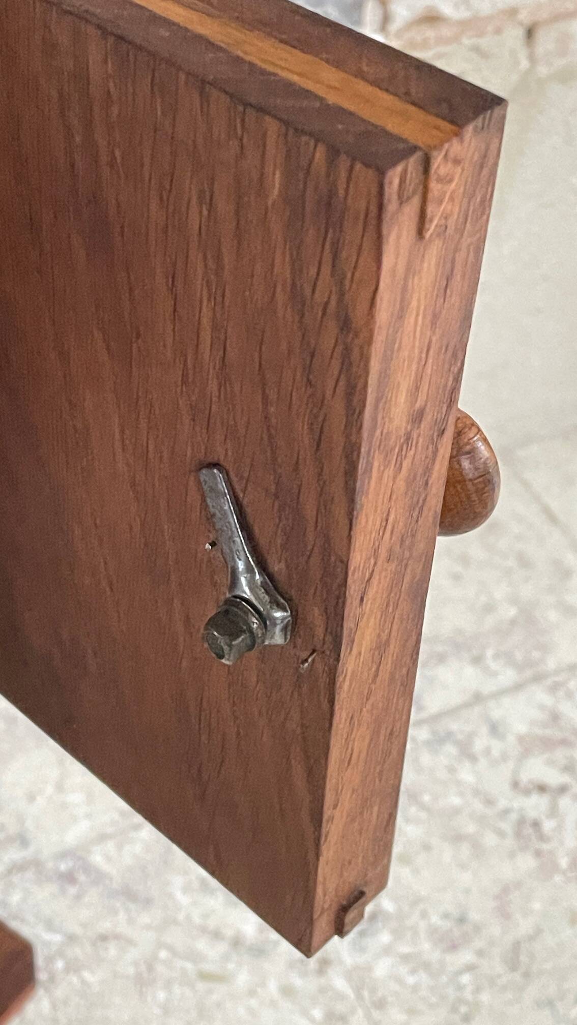 Antique bedside table in wood and marble