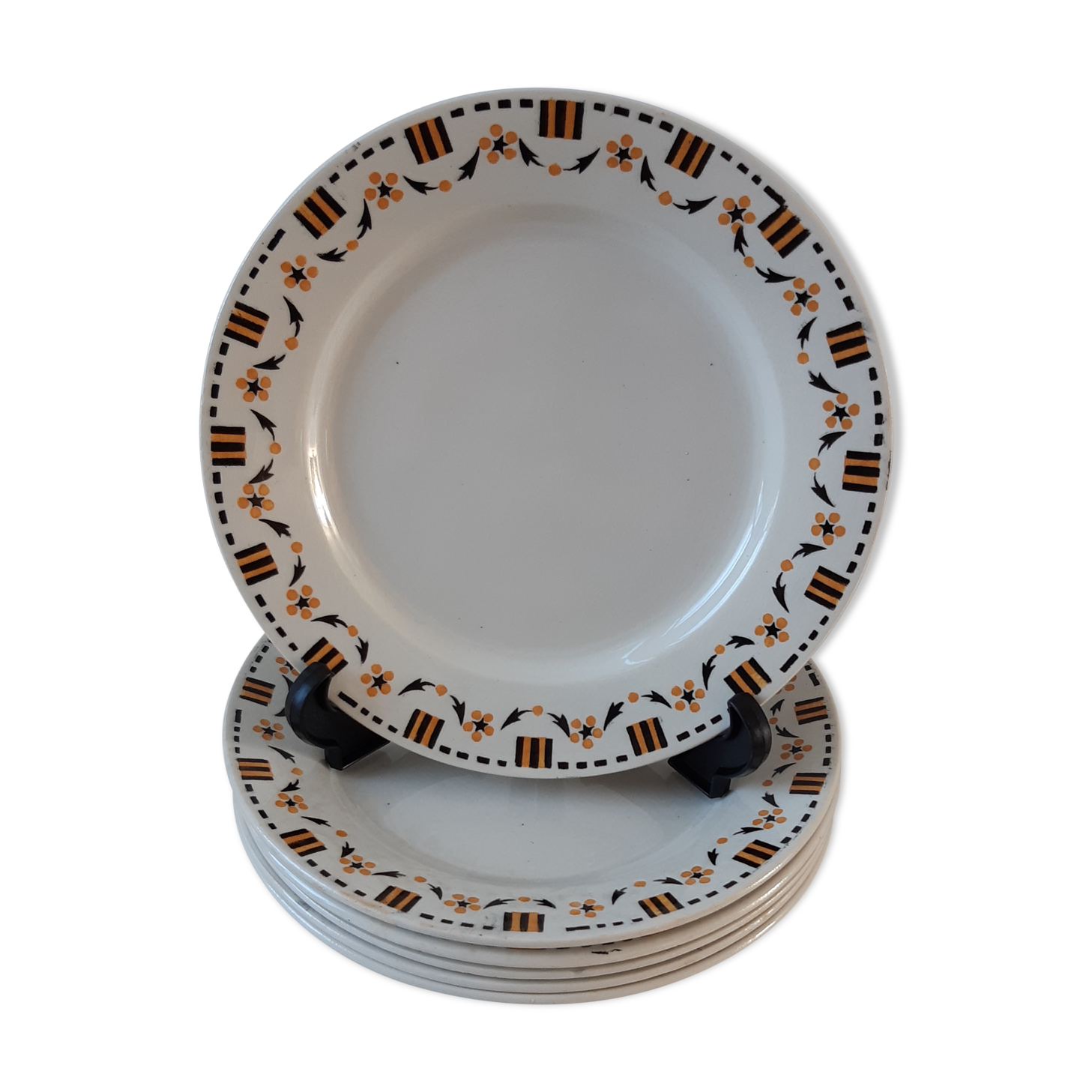 Set of 6 flat plates Gien early twentieth century