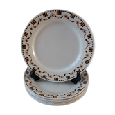 Set of 6 flat plates Gien early twentieth century