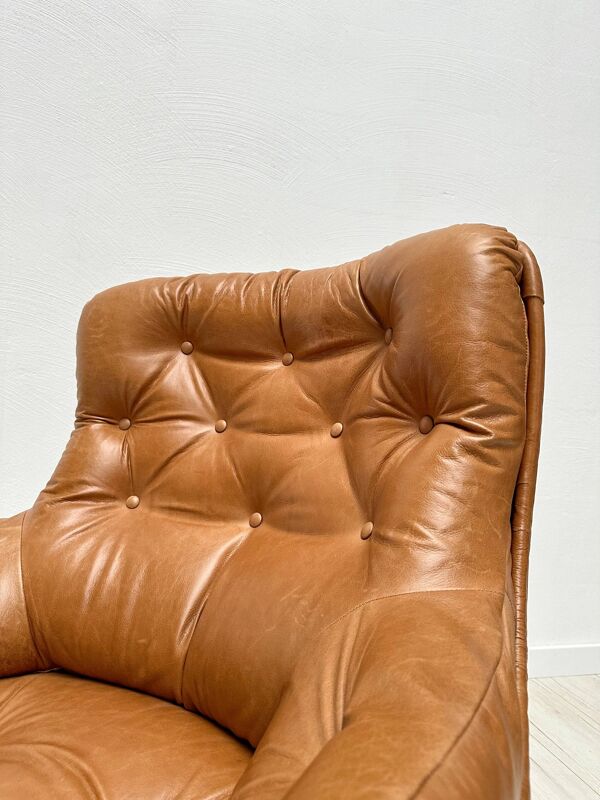 Ensemble de chaises 'Karate' en cuir vintage des années 1960 par Michel Cadestin pour Airborne