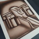 Terracotta geometry -Signed lithograph - jacques Poli