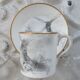 Tasse et sous tasse décor en grisaille Porcelaine de Paris XIXème signée décor moulin