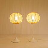 Pair of Bergboms B-024 mid-century modern table lamps, 1960s, Sweden.