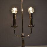Bouillotte type lamp base in silver metal