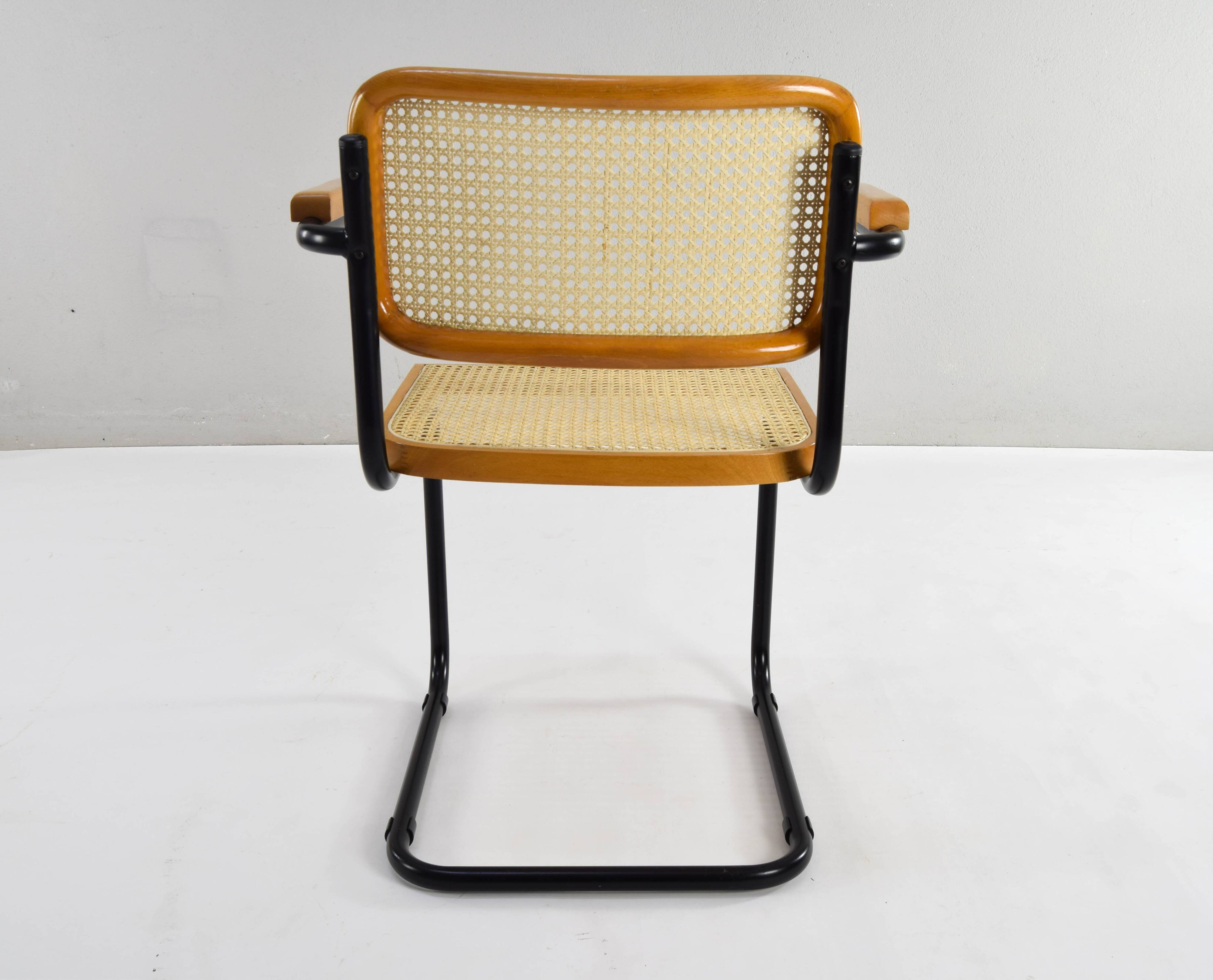 Mid Century Modern B64 Black and Beech Marcel Breuer Cesca Chair Italy 70s