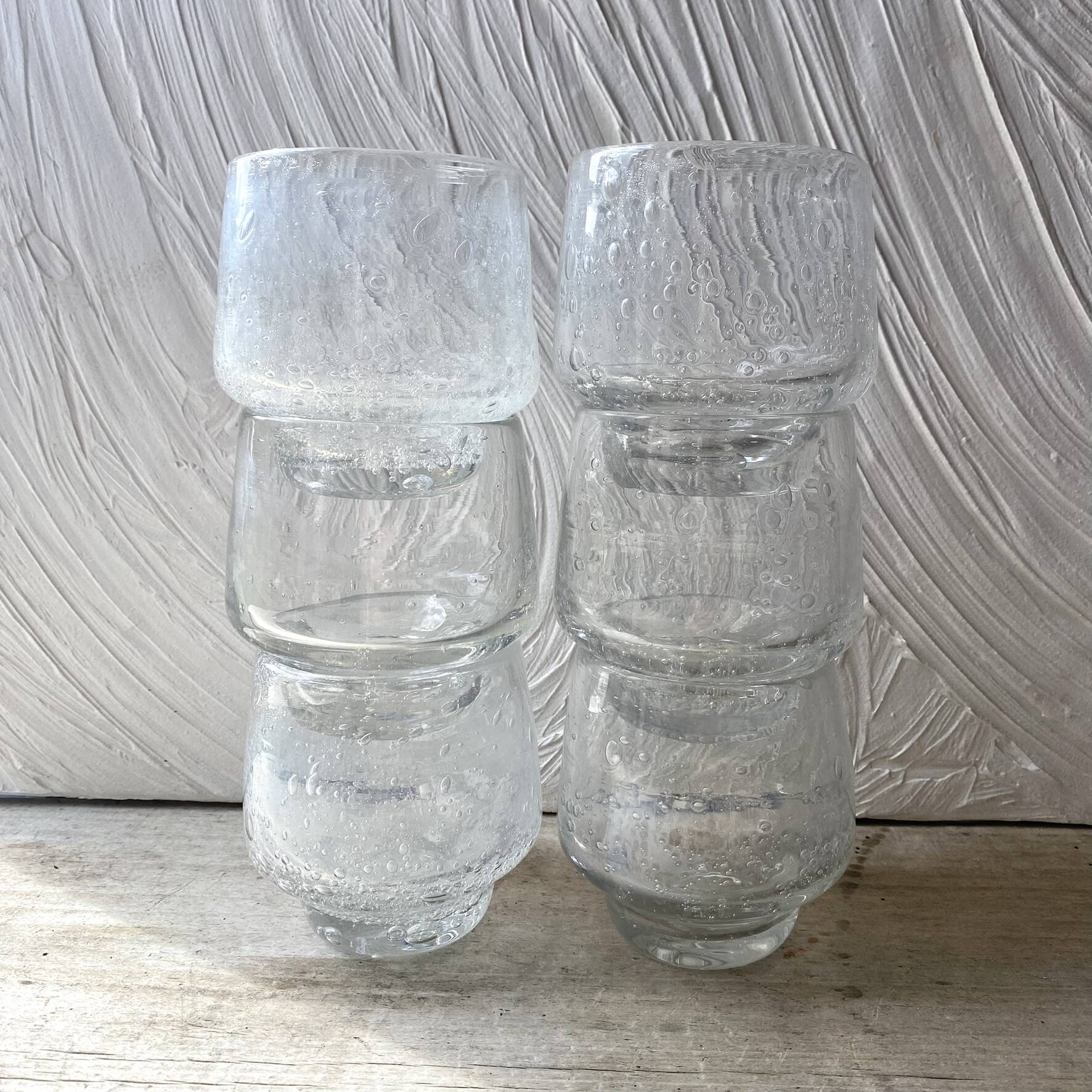 Set punch ou cocktail en verre soufflé bullé , esprit Biot