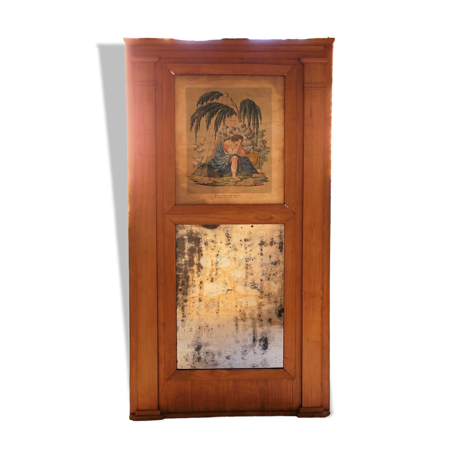 Antique 19th century fireplace trumeau mirror