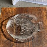 Large fish plate transparent glass Arcoroc vintage L38.5